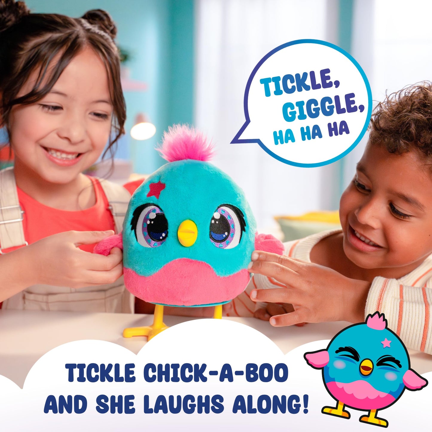 Funtasy Family Chick a Boo - Electronic Kids Chicken Toy - Cute Interactive Plush Pet & Adorable Hen - 50+ Sounds & Reactions - Feed Her, Watch Her Sing, Dance & Lay Eggs - Girls & Boys Gifts Age 3 +