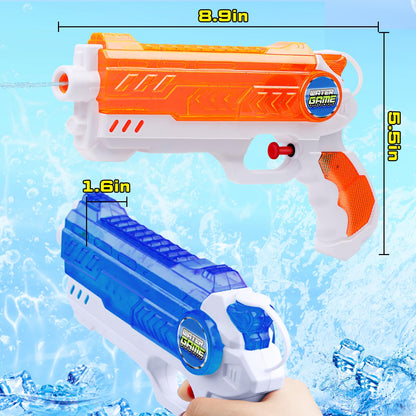 Quanquer water guns for kids, 280ML capacity with 9-meter range, outdoor summer pool toy for boys and girls, 2-pack garden game gear