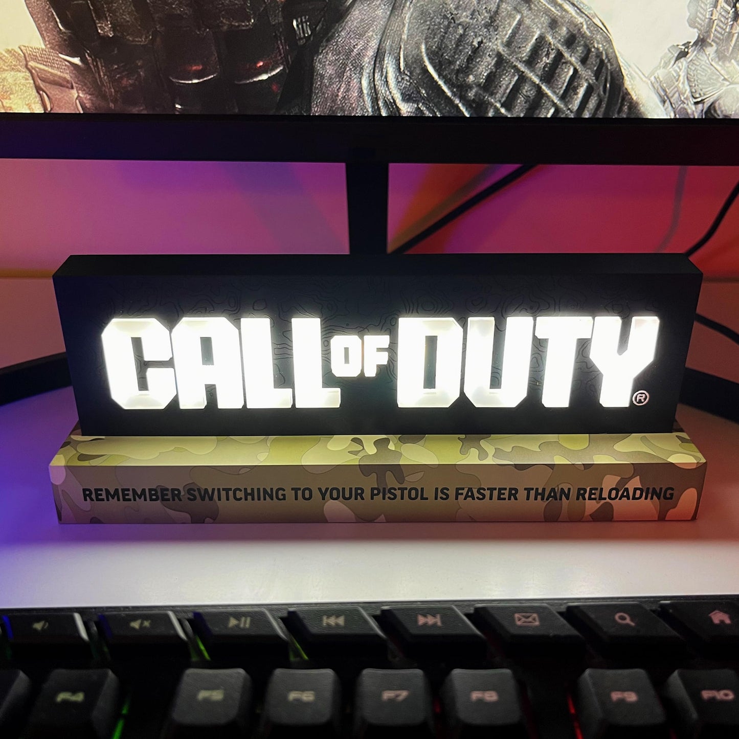 Neamedia Call of Duty logo LED lamp, official licensed gaming light for living room or office, compatible with consoles and PC