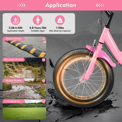 Tagtuell 16 Inch Kids Bike for 4-8 Years Old Kids, Universal Bicycle Beginner Bike for Boys Girls with Bell, Stabilisers and Fenders, Max 50KG