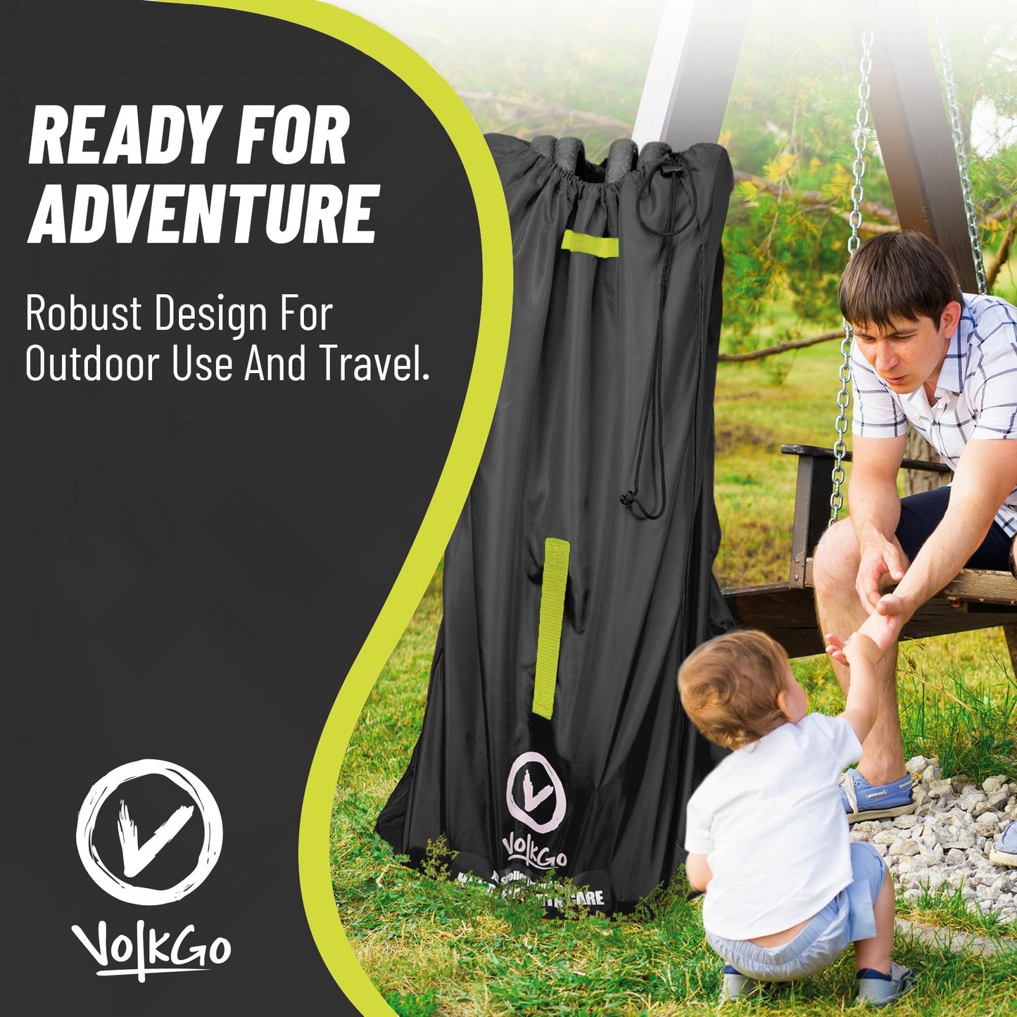 V VOLKGO Stroller Bag for Airplane Travel, Large Gate Check Double Stroller Pram Travel Bag, Pushchair Transport Cover with Shoulder Strap, Large Capacity Infant Carriers - Fits Most Sizes (Black)