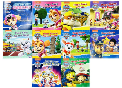Nickelodeon Paw Patrol 10 Books Collection Set(Pups Meet The Mighty Twins, Save A Train, Save The Games, Save Sports Day,Save Ryders Robot, The Royal Throne,A Pizza Tower!, Jungle Trouble & More)