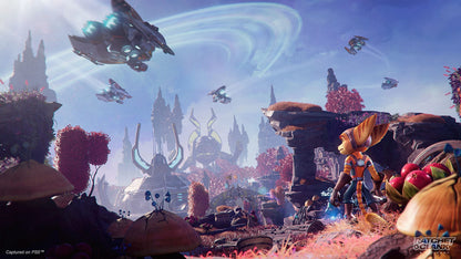 PlayStation Ratchet & Clank: Rift Apart game cover for PS5, featuring colorful characters and futuristic action scene.