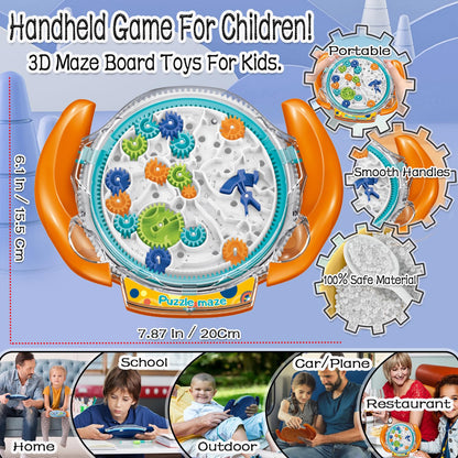 JRD&BS WINL The Ultimate Mind Puzzles for Ages 8-10 Challenge 3D Maze Game Brain Teaser Puzzles Toys for Children Teens and Adult Fun Travel Game for Kids Toys Labyrinth Game Marble Maze(Orange)