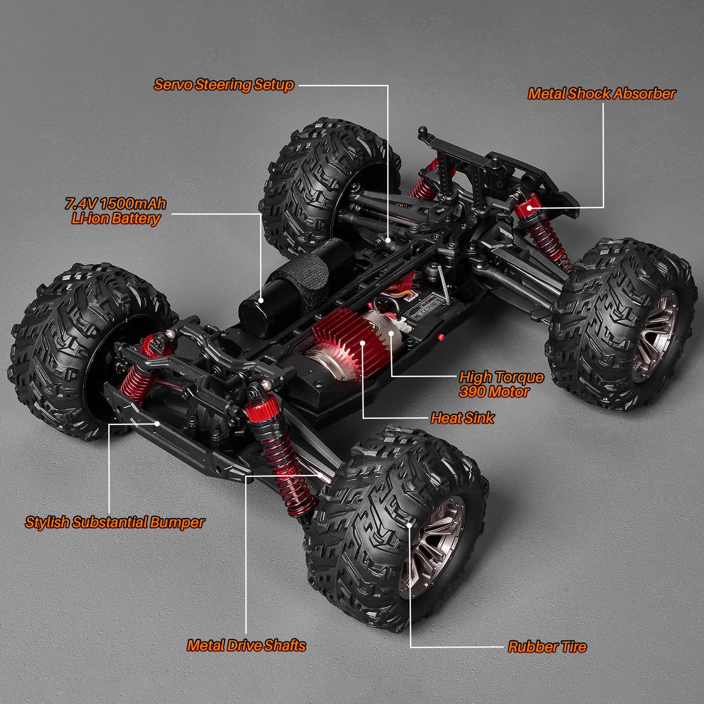 SIMREX 1:16 Scale Hobby RC Car, 36 KPH High-Speed 4WD RC Truck, 2.4 GHz Remote Control Car, 4WD All-Terrain Electric Vehicle, Off-Road Vehicle for Kids And Adults