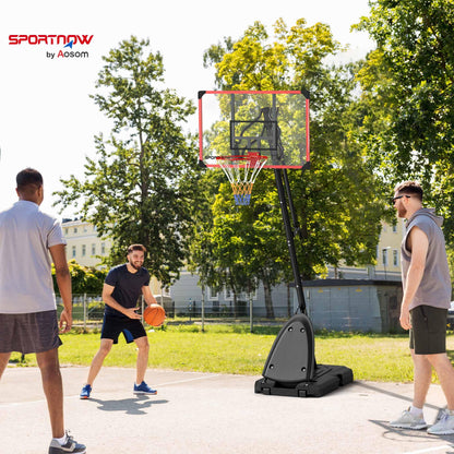 SPORTNOW Basketball Hoop Outdoor, Easily Adjustable Height Basketball Hoop and Stand with Weighted Base, Portable on Wheels, 2.4-2.9m, Red