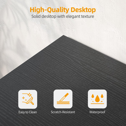 BEXEVUE L Shaped Gaming Desk with Power Outlets, 100x70 cm Computer Desk with Storage Bag, Office Desk Small Writing Table with Large Reversible Storage Shelves, Workstation Study Home Office, Black