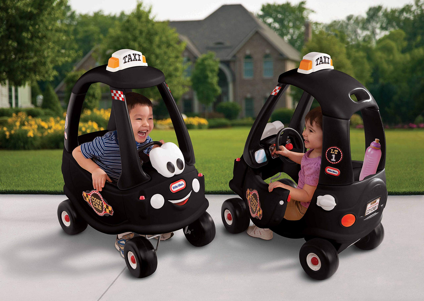 Little Tikes Black Cab Cozy Coupe Car - Ride-On with Real Working Horn, Clicking Ignition Switch, & Fuel Cap