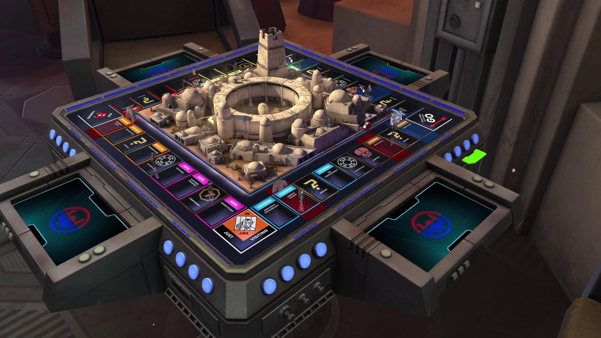 Ubisoft Monopoly Star Wars Heroes vs Villains board game for PS5, featuring iconic Star Wars characters and themed game pieces.