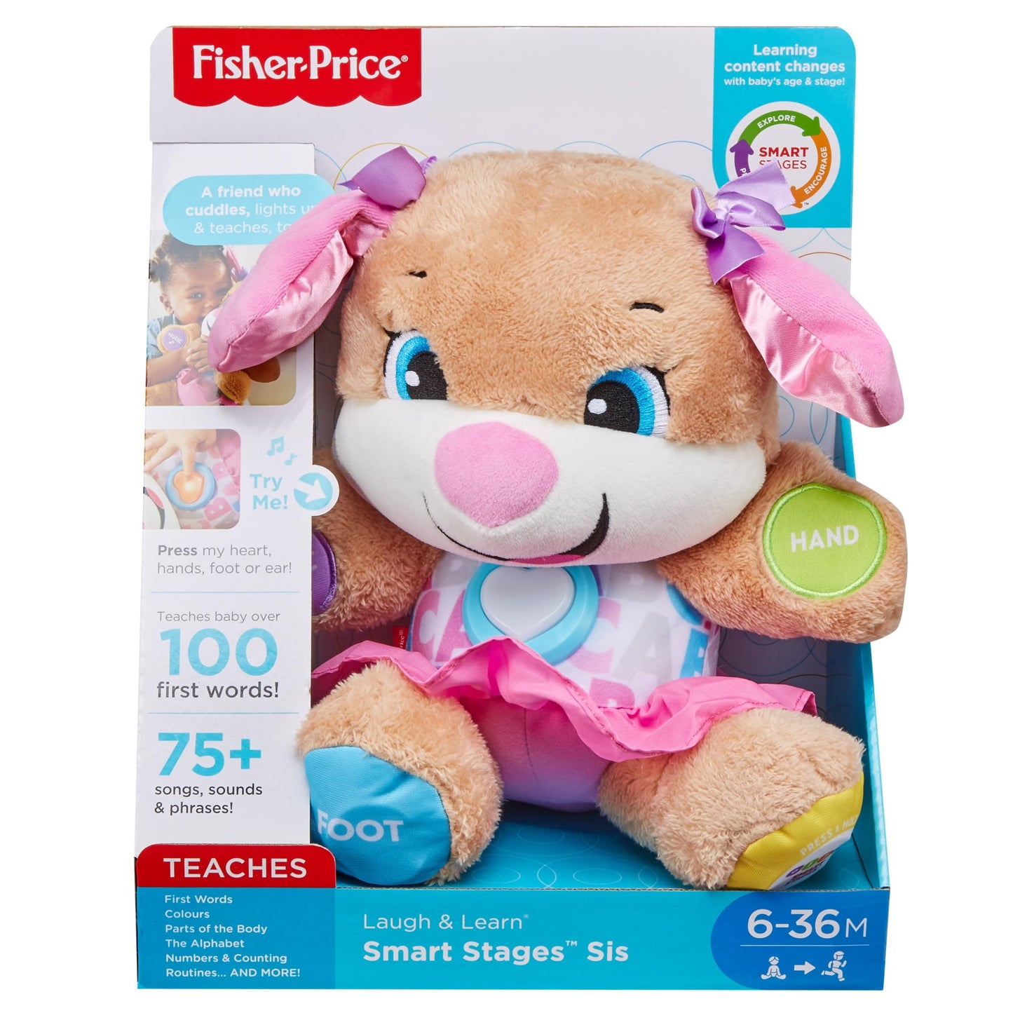Fisher-Price Laugh & Learn Smart Stages Sis interactive baby toy with lights and music for 6-36 months, educational and fun for toddlers