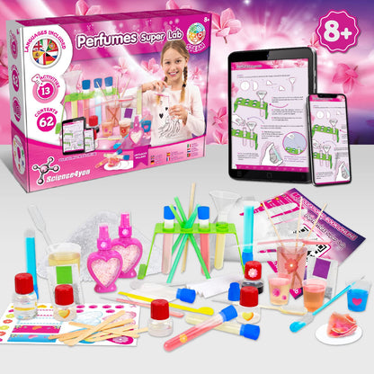 Science4you Perfume Super Lab kit for kids, includes 13 activities to make and learn about perfumes, educational science toy for ages 8-12.