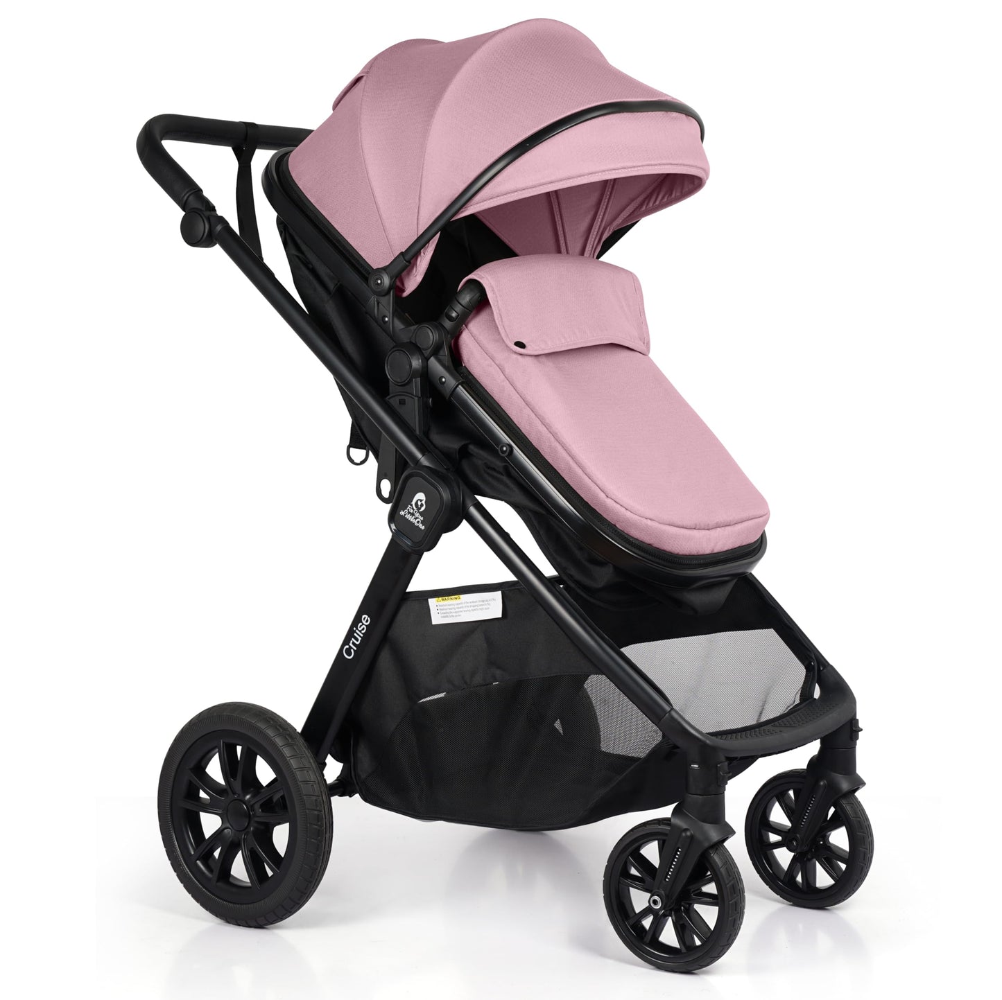 For Your Little One Cruise 3-in-1 Travel System with i-Size Car Seat, Stroller with Carrycot, 13kg Pram, Height Adjustable Handle, Pram, Newborn 0-4 Years Free Raincover and Cupholder (Blush Rose)