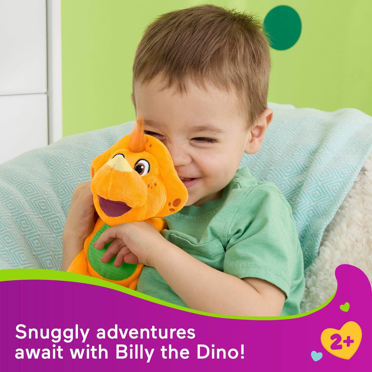 Fisher-Price Barney plush toddler toy from the World Character Collection, soft and colorful for preschool kids aged 2+ years
