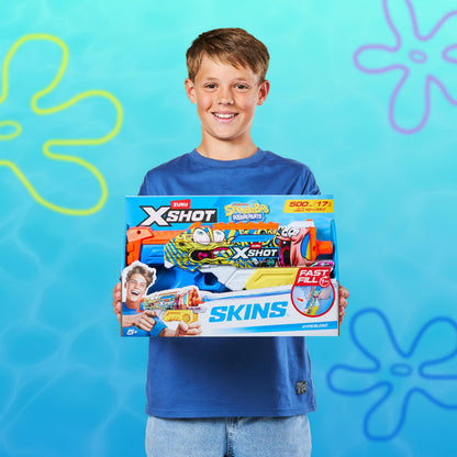 XSHOT Water SpongeBob Hyperload Water Blaster by ZURU – Fast-Fill Water Blaster with SpongeBob Design, 33ft Range & 500ml Tank, Outdoor Summer Toy for Kids Ages 5+, Beach & Backyard Fun