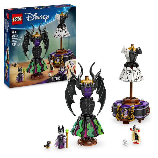 LEGO Disney Maleficent's and Cruella De Vil's Dresses - Building Toy for 9+ Year Old Girls & Boys - incl. a Customisable Display Stand, 2 Mini-Dolls & 2 Animal Figures - Birthday Gift for Fans - 43262