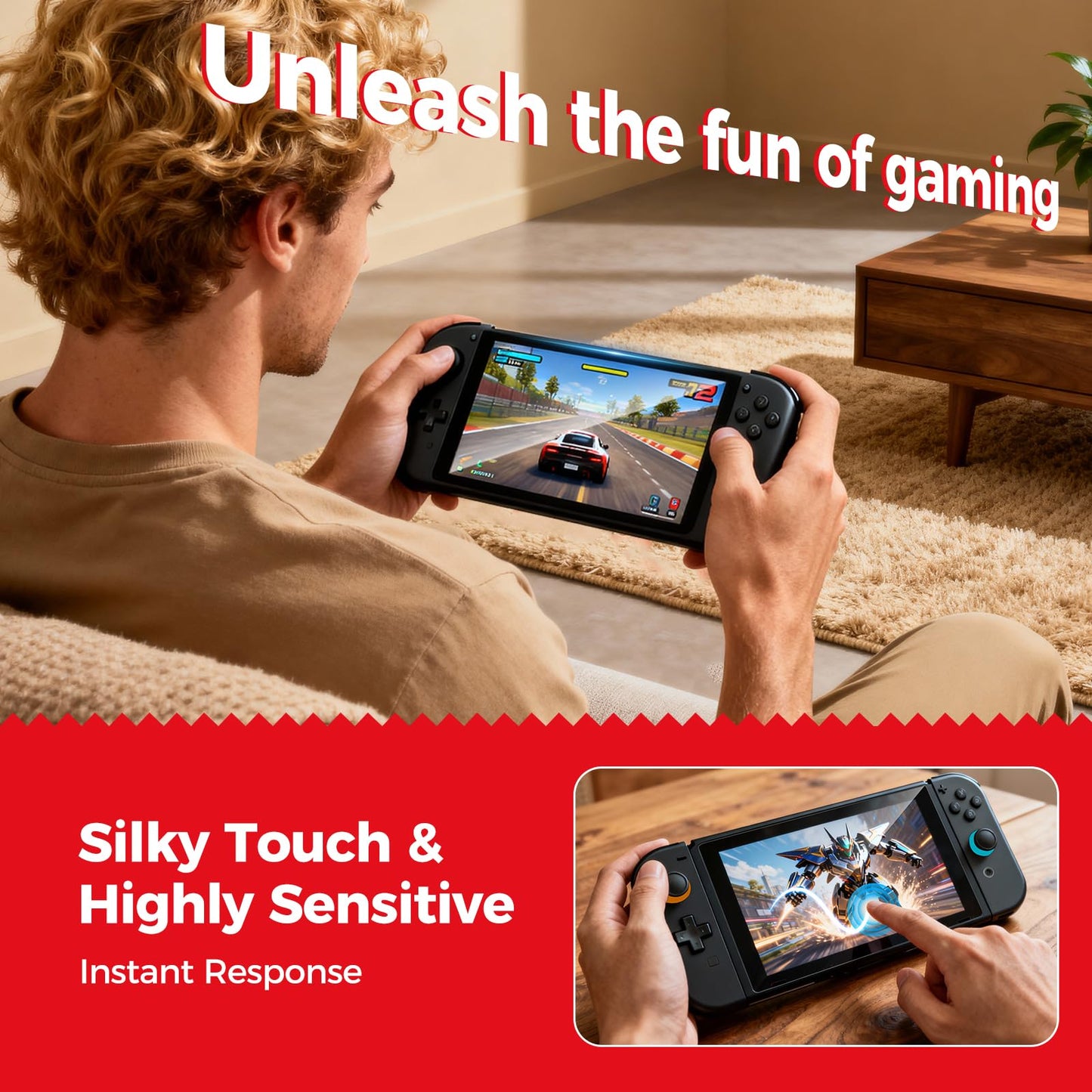 NEWDERY Nintendo Switch 2 screen protector, 9H tempered glass, full coverage, bubble-free, anti-fingerprint, easy install, 2-pack