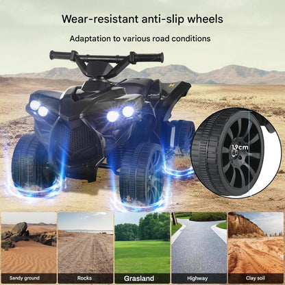 MAMIZO 6V Kids Electric Ride on Car, ATV Quad Bike with MP3 Music Player, Trumpet and LED Lights, USB Charging, Children Vehicle Quad Electric Car 3-5 km/h, for 3 Years Old Boys Girls, Black