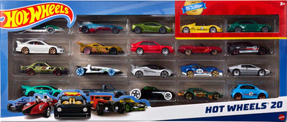 Hot Wheels Toy Cars 20-Pack, Set of 20 Die-Cast 1:64 Scale Sports & Race Vehicles for Kids & Collectors (Styles May Vary), H7045