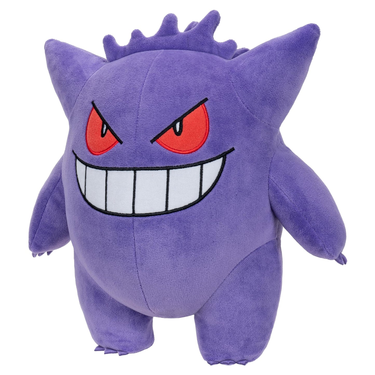 12-inch Pokémon Gengar plush toy with authentic details, featuring a smiling face and vibrant colors, perfect for kids.
