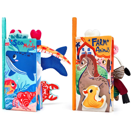 JoyCat sensory baby books for 0-6 months, soft crinkle cloth tactile toys for tummy time and infant play, suitable for boys and girls.