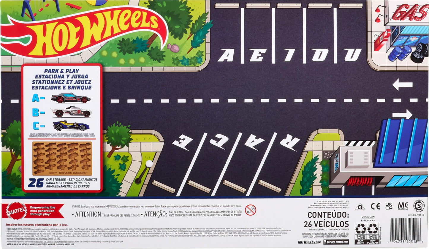 Hot Wheels ABC Racers, 26 Cars in 1:64 Scale With Letters of the Alphabet, Learn to Spell & Read With Toy Cars, HKL76