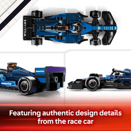 LEGO Speed Champions Williams Racing FW46 F1 race car toy with collectible minifigure, perfect for motorsport fans.