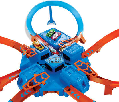 Hot Wheels Criss Cross Crash Motorized Track Set, 4 High Speed Crash Zones, 4-Way Booster, 4 Loops, Includes 1 Die-Cast Vehicle, 4 to 10 Years+, DTN42 - Amazon Exclusive