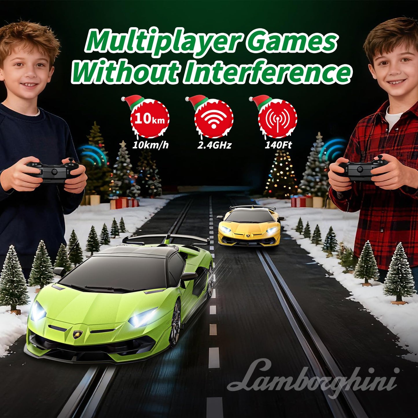 AEROQUEST 1:16 Lamborghini remote control car, 2.4GHz officially licensed RC toy vehicle for boys and girls, displayed on a plain background.