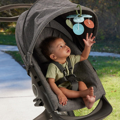 Fisher-Price Baby Playmat Simply Senses newborn gym with colorful mobile, sensory toys, and soft padded mat for developmental play.