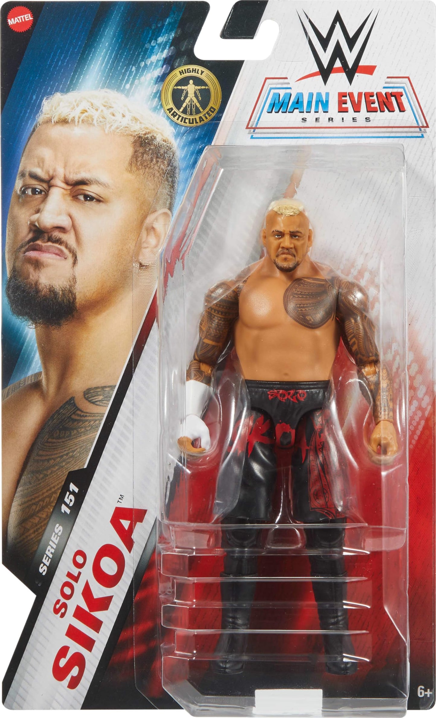 Mattel WWE Solo Sikoa Action Figure, Main Event Series #151 6-inch Collectible with 10 Articulation Points & Life-Like Look, JCV28