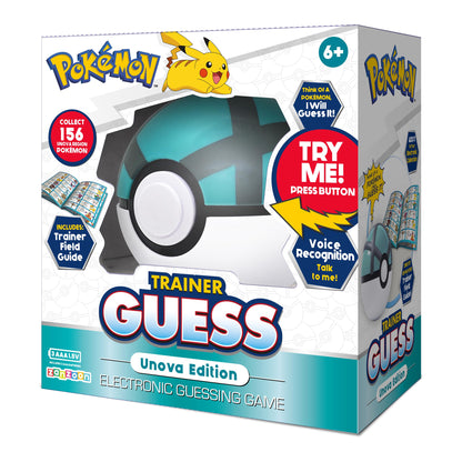 Pokémon Trainer Guess - Unova Edition game with voice recognition, featuring 156 iconic Pokémon characters to guess and collect.