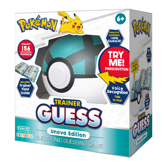 Pokémon Trainer Guess - Unova Edition game with voice recognition, featuring 156 iconic Pokémon characters to guess and collect.