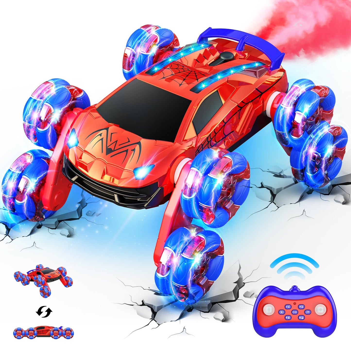 Dreamlandia 8WD Monster Truck RC car with lights, sounds, and spray, outdoor garden toy for kids aged 3-12, rugged remote control vehicle
