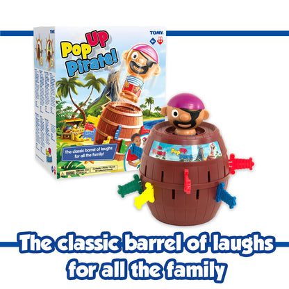 TOMY Pop Up Pirate Classic Children's Action Board Game, Family and Preschool Kids Game for Children 4, 5, 6, 7, 8 Year Old Boys Girls Adults,Packaging may vary, Wood - Choc Brown