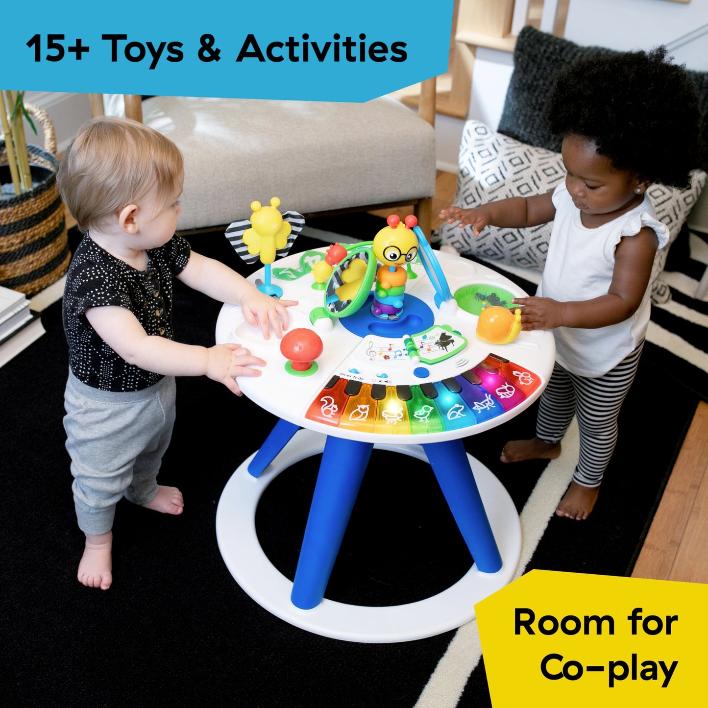 Baby Einstein Around We Grow 4-in-1 walker and activity center with colorful toys for babies 6 months and up.