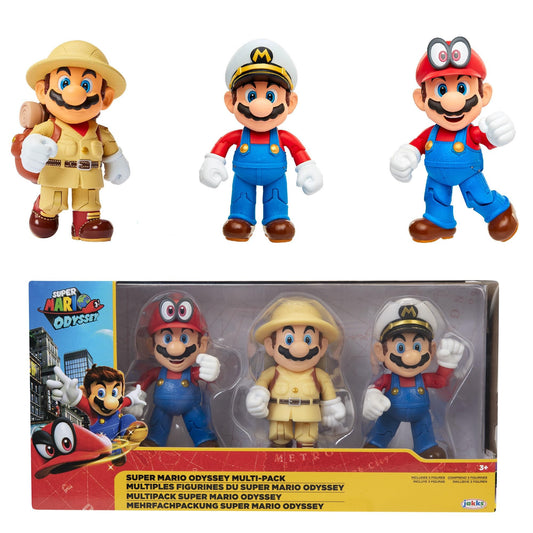 Super Mario Odyssey multi-pack with various Nintendo Switch game cases featuring Super Mario characters and colorful artwork