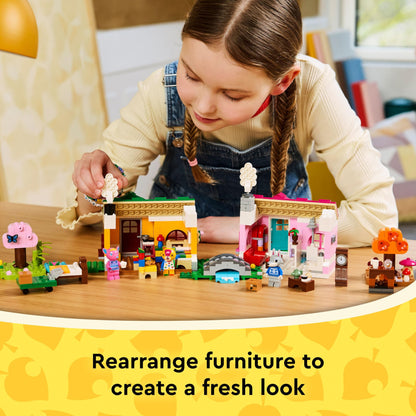 LEGO Animal Crossing Creative Houses set featuring two house models and Stitches, Fuchsia, and Fang minifigures.