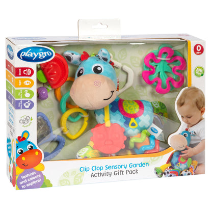 Playgro Clip Clop Sensory Garden Activity Gift Pack - Versatile Crib and Stroller Toys for Infants 0+ Months - STEM-Infused Learning for Teething & Sensory Development