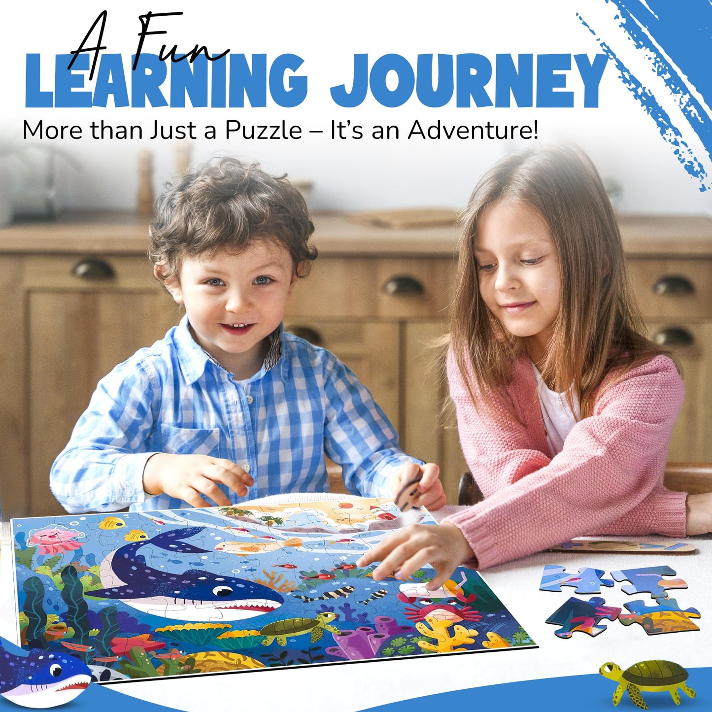 Ocean Puzzle for Kids Ages 3–8 – 60-Piece Montessori Floor Puzzle for Boys & Girls | Educational Jigsaw Toy & Toddler Travel Game | Gifts for 3 4 5 Year Olds | Marine Crisis Sea Life Edition