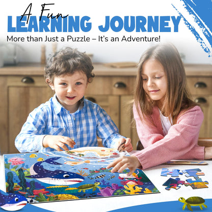 Ocean Puzzle for Kids Ages 3–8 – 60-Piece Montessori Floor Puzzle for Boys & Girls | Educational Jigsaw Toy & Toddler Travel Game | Gifts for 3 4 5 Year Olds | Marine Crisis Sea Life Edition
