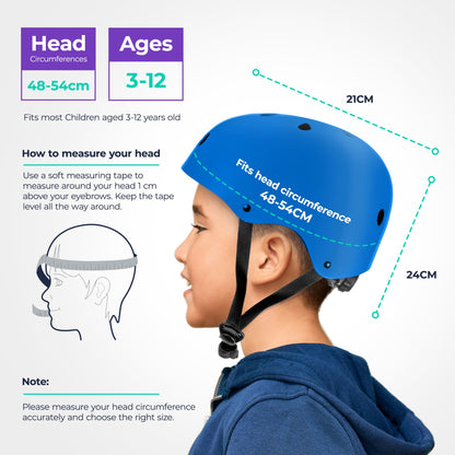 Niftii Kids Helmet with Pads - Adjustable Multi-Sport Complete Safety Gear for Cycling, Skateboarding & Scooting, Ideal for Boys & Girls Ages 3-15 Kids Bike Helmet Set, Blue