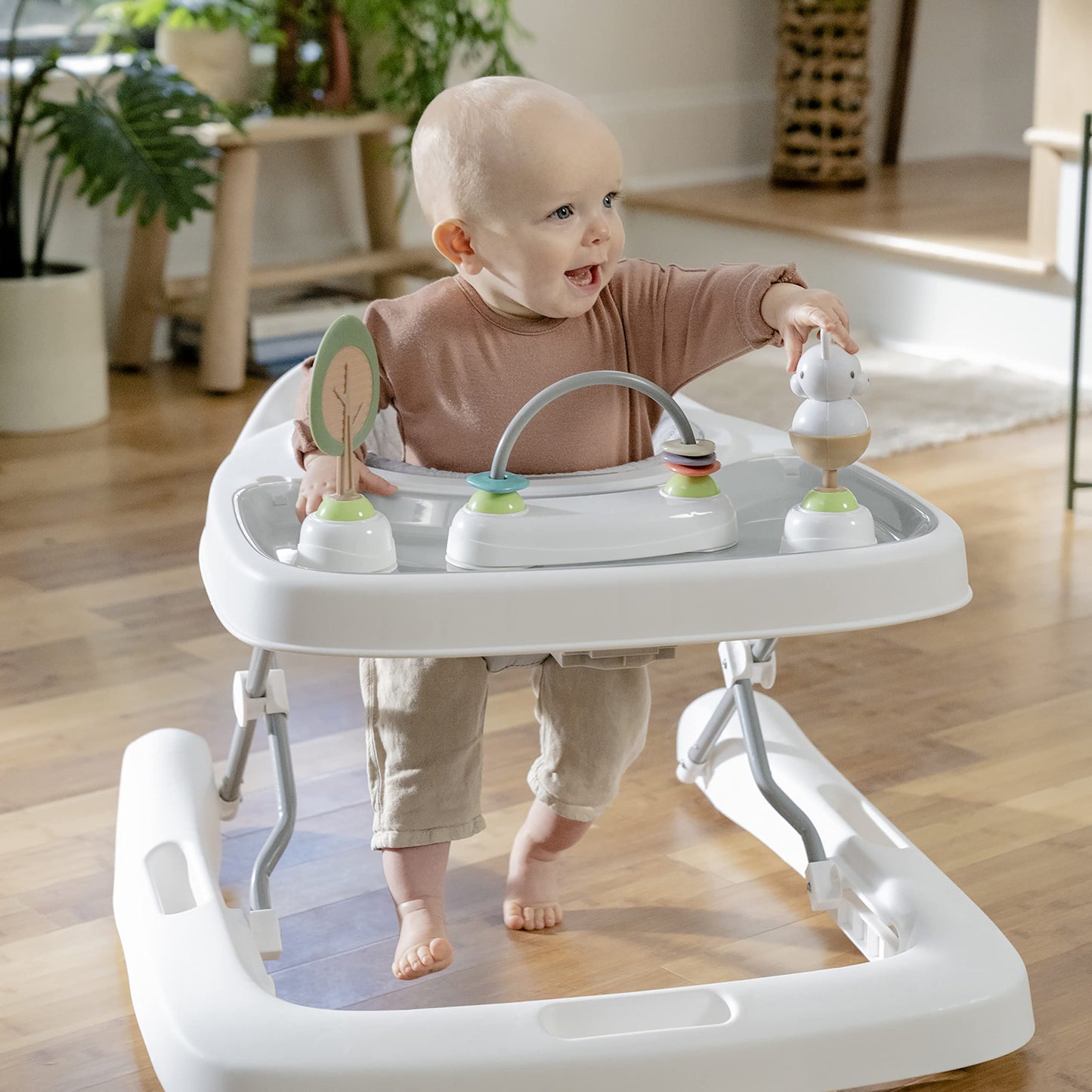Ingenuity Spring & Sprout First Forest 3-in-1 baby activity walker with colorful toys, adjustable height, foldable, suitable for 6+ months
