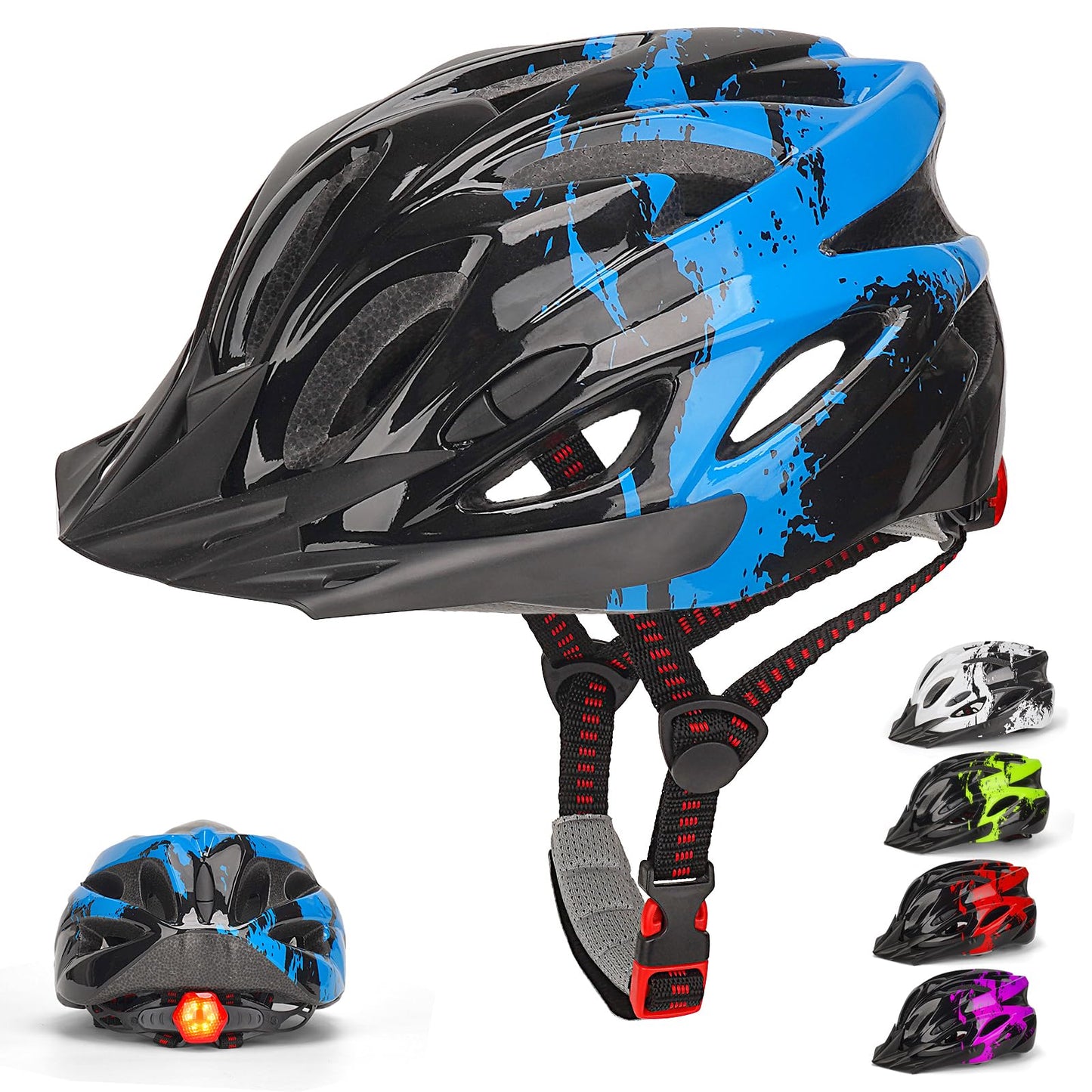 Kids Helmet, RaMokey Kids Bike Helmet With Light, Boys Girls Bike Helmet Age 3-14, Adjustable Child Helmet (50-59CM) for Bicycle Scooter Skating Cycle