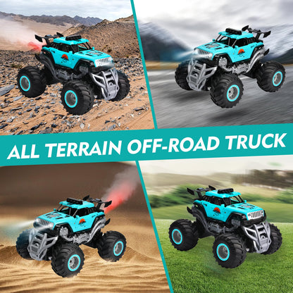 iBlivers Remote Control Monster Truck, 2.4GHz All Terrain RC Cars, Remote Control Monster Car with 2 Batteries, Spray RC Truck for Boys 4-7 8-12 and Girls