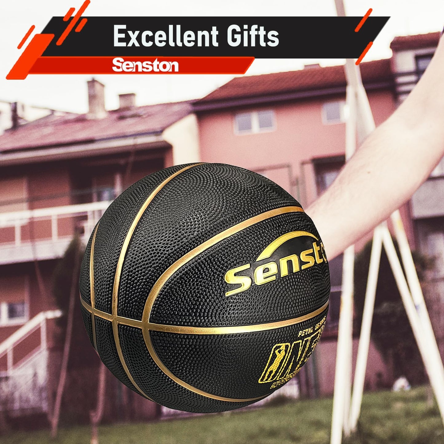 Senston Size 7 Basketball With Pump - Indoor/Outdoor Street Game Training Ball