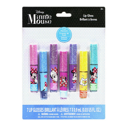 Disney Minnie Mouse 7-piece lip gloss set by Townley Girl, featuring vibrant colors for girls' parties and first makeup experiences.