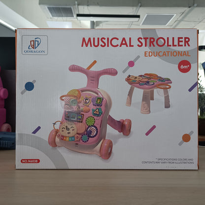 QDRAGON 3-in-1 baby walker and activity center for girls, including push toy, sit-to-stand, and learning toy for infants.