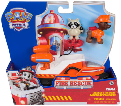 Paw Patrol Fire Rescue: Zuma Rescue Fire Boat with Action Figure, Launching Lifesaver, Raccoon and Toy Boat, Kids Toys for Boys and Girls Ages 3 and Up