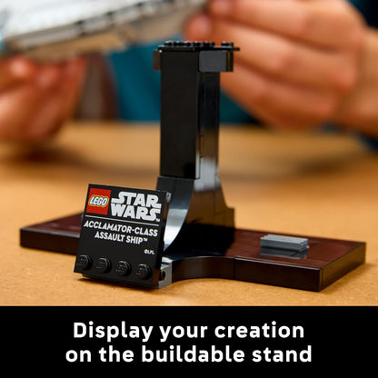 LEGO Star Wars 75404 Acclamator-Class Assault Ship, Collectible Starship Model Building Set with a Display Stand, Birthday Gift Idea for Teenage & Adult Fans of Attack of The Clones