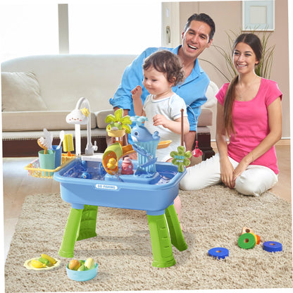 Huraoerrrr Water Table for Toddlers 1-3, Kids Electric Play Sink with Running Water, Removable Table Legs, 180° Rotating Faucet for Park, Nursery, Garden
